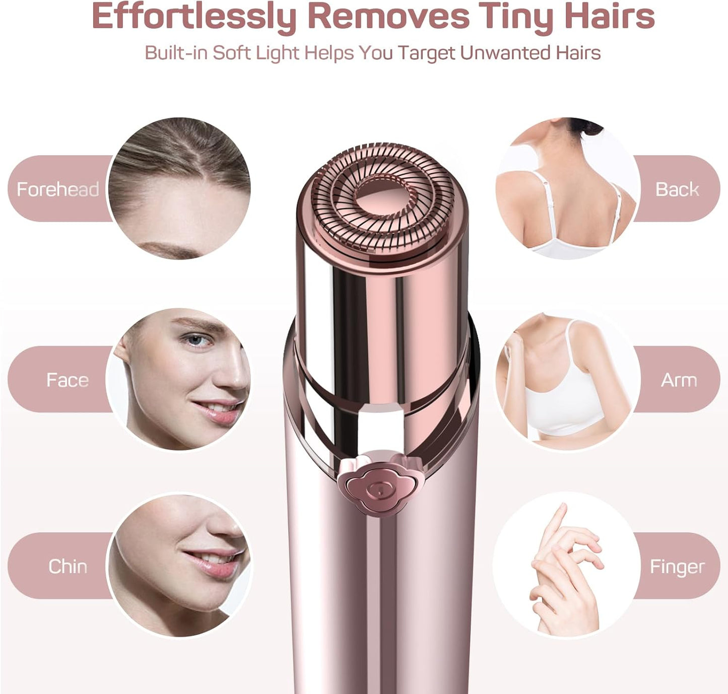 Rechargeable Facial Hair Remover for Women – Painless Electric Hair Removal with Extra Heads & Travel Bag
